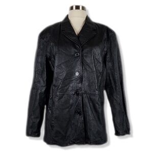 Dunne & Cole Black 100% Genuine Leather Buttery Soft Oversized Leather Jacket M